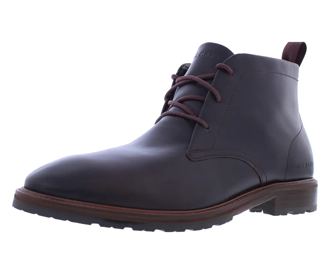 Cole Haan Men's Berkshire Leather Chukka Boot, Plain Toe Lace-up Casual Shoes for Outdoor and Everyday Wear