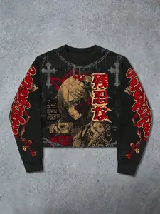 New Spring Fall Angel Anime Cartoon Beauty Child Graphic Print Short Sweatshirt, Comfortable Fashion, Suitable for Autumn Winter Outdoors