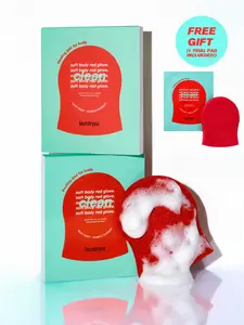 LAUNDRYOU 2-Pack Exfoliating Body Glove, 1 Trial Body Exfoliating Pad Included | Gentle Hyaluronic Acid & Papaya Enzyme Bath Scrub Mitt | Korean Skincare Beauty Products Shower Essential