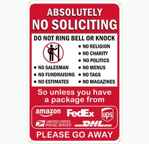 No Soliciting House Sign 8 X 12 Inch Metal Sun Proof Rust Proof For Front Doors And Yards Do Not Ring The Doorbell Or Knock