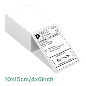 Genuine 4" x 6" Direct Thermal Shipping Label, Thermal Label (Pack of 500), Perforated Fanfold Labels Compatible with POLONO PL80E, PL70E, PL60 Label Printer, BPA & BPS Free