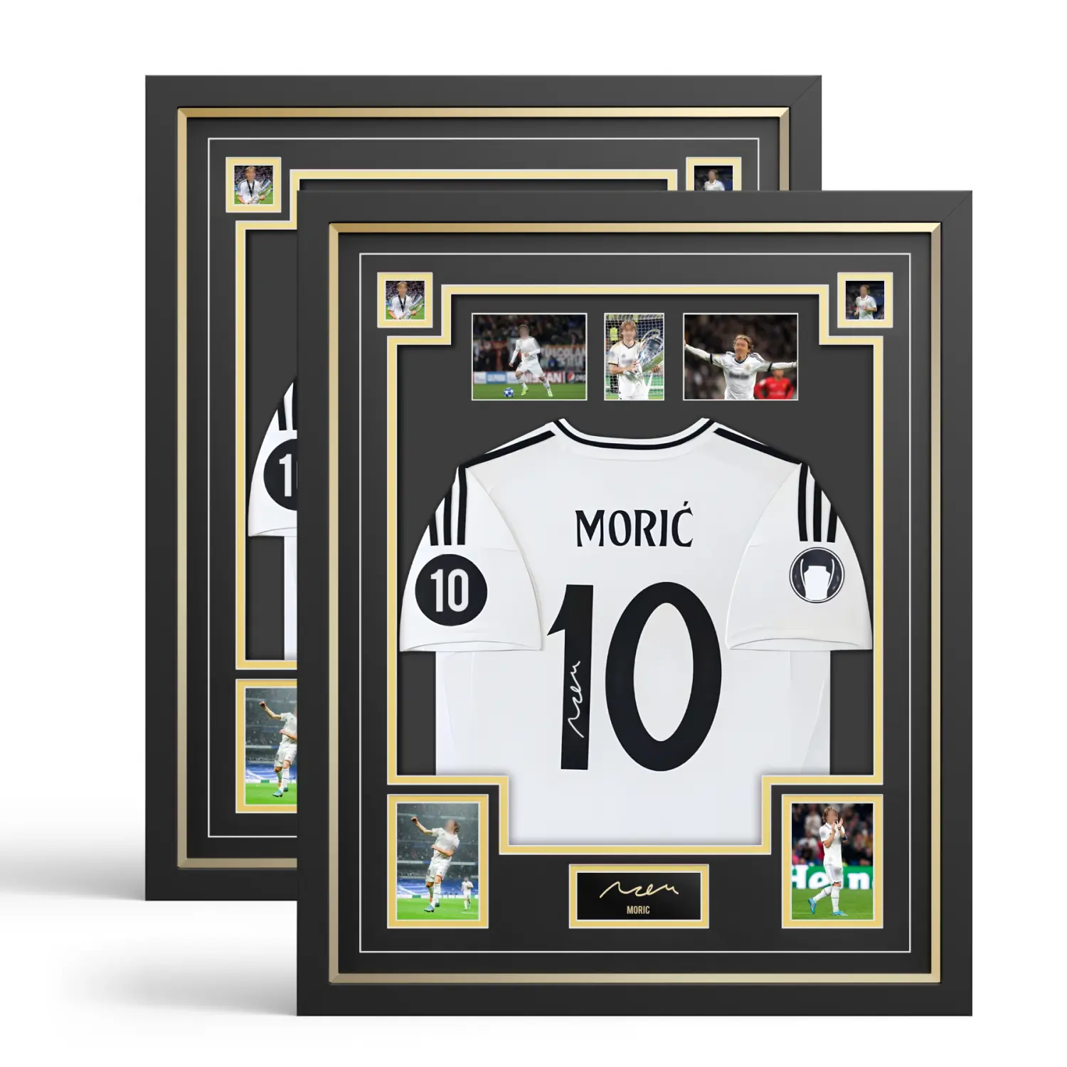 28.3" × 34.6"Oversized Professional Jersey Display Frame, 2-pack Premium Wooden Jersey Shadow Box with 8 Photo Openings, Museum-Grade Mat, Large Jersey Display Case for Football, Basketball, Baseball & Soccer Jerseys