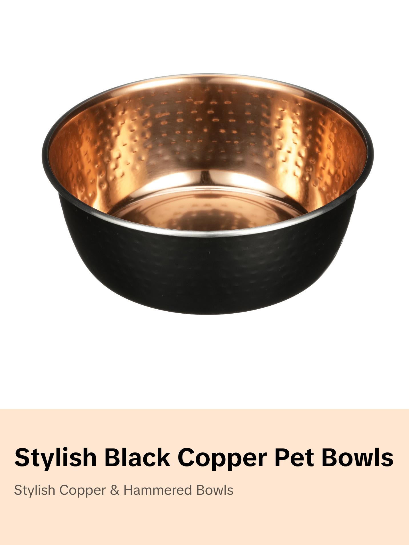 Neater Pets Hammered Black & Copper Pet Bowls for Dogs or Cats 16-64 Oz No-Skid Design Stylish Feeding Bowls Neater Pets Hammered Black & Copper Pet Bowls for Dogs or Cats 16-64 Oz No-Skid Design Stylish Feeding Bowls