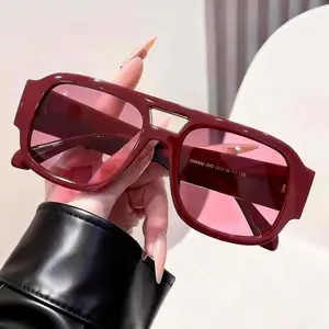 2026 5-Pack Retro Pilot Sunglasses for Men & Women, Double Bridge Square Aviator Shades, 70s Vintage Classic UV400 Protection Sun Glasses