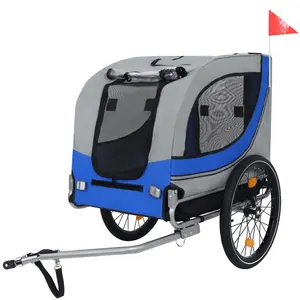 ARCH Large Folding Bike Trailer for Dogs – 66LB Capacity All-Terrain Pet Carrier, Durable Steel Frame for Cycling, Jogging, Camping & Outdoor Adventures, Gray- Blue