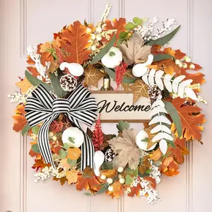 20in Fall Wreath -Artificial Eucalyptu Fall Wreaths for Front Door, Artificial White Pumpkin Autumn Wreath with Wooden Sign/Berries for Thanksgiving Harvest Festival Indoor Outdoor' christmas romance