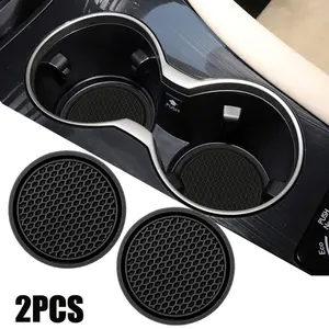 2pcs Black Car Auto Cup Holder Anti Slip Insert Coasters Pads Interior Accessories Universal Fits Perfectly For Most Cups Accessories