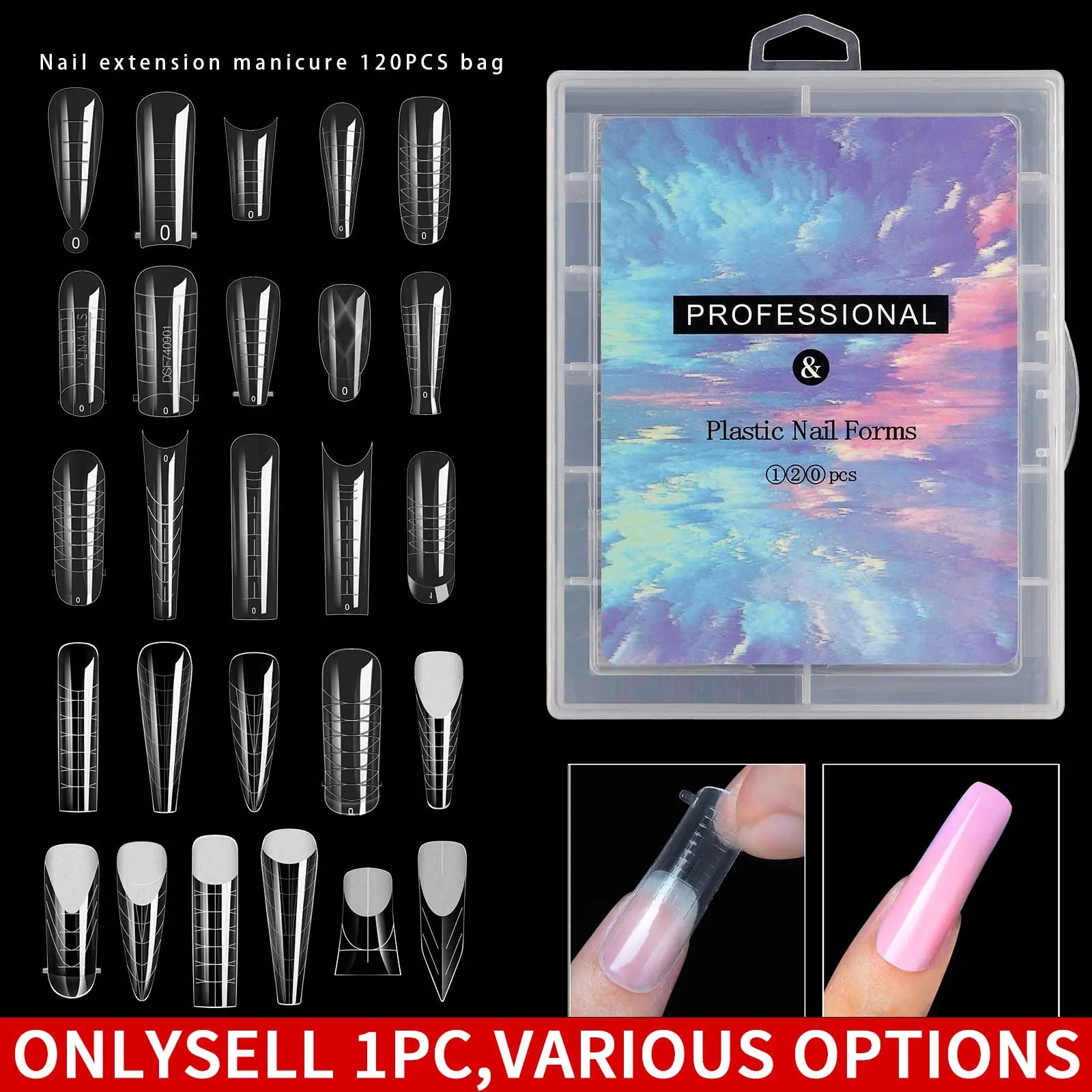 120Pcs Dual Forms Nail Extension Tips, Quick Building Mold for Acrylic & Poly Gel Nails, Reusable No‑Paper‑Tray Nail Forms, Easy DIY Nail Art for Salon & Home Use
