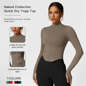 MFVIM Women's Short-Sleeved Sports Jacket with Zipper Hood, Running Sports Jacket, Slim-Fit Long-Sleeved Yoga Top Quick Dry Breathable Fabric Athletic Techwear Athleisure Style