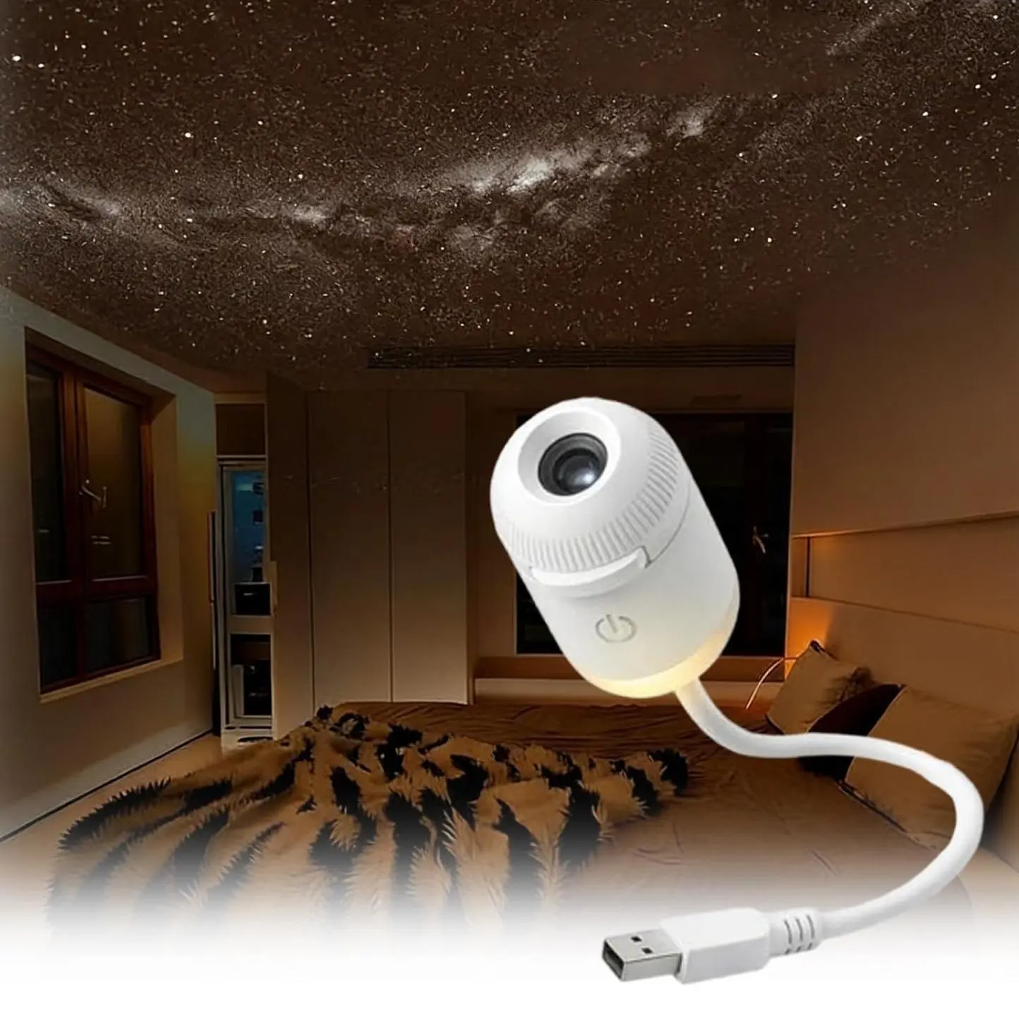 2-in-1 Compact Galaxy Star Projector Night Light, USB Portable LED Lamp with Starlight Roof Effect, Travel-Friendly Sleep Aid for Kids, Bedroom & Car Decor