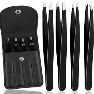 Tweezers Set - Professional Stainless Steel Tweezers for Eyebrows - Great Precision for Facial Hair, Splinter and Ingrown Hair Removal