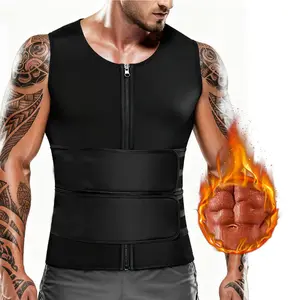 Double Belt Neoprene Sauna Suit for Men Waist Trainer Vest Zipper  with Adjustable Tank Top