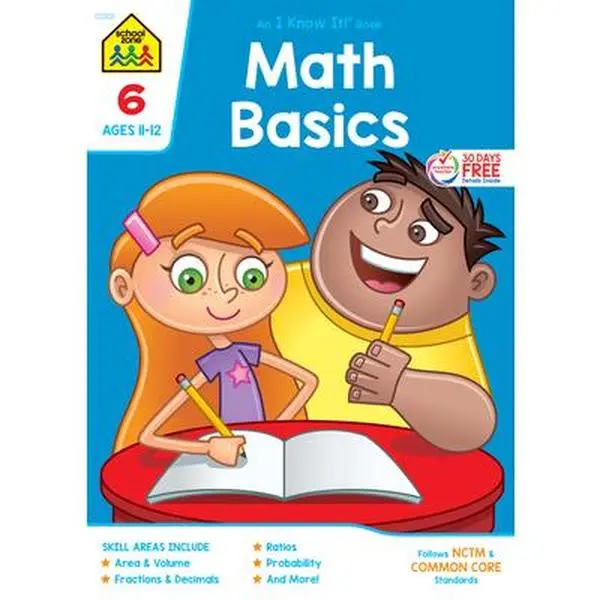 School Zone Grade 6 Math Basics Learning Book, Paperback with Shortcuts to Advance Math Skills, Builds a Bridge for Kids by School Zone, Learning Books, Math Learning Workbook