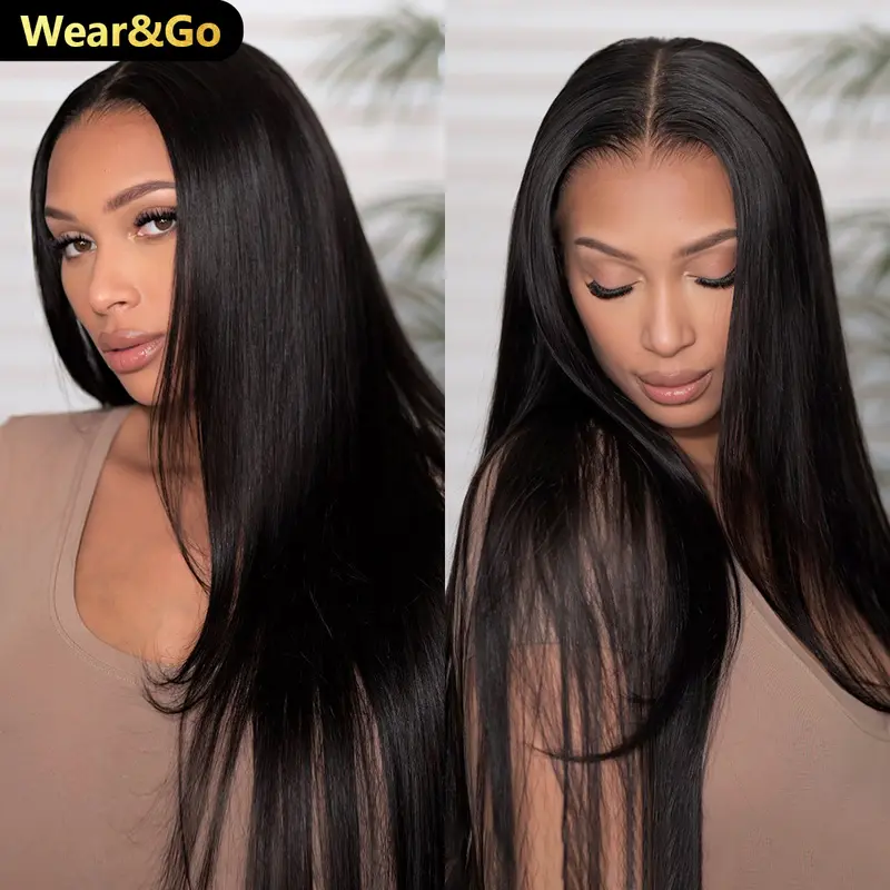 [Free Upgraded] OQ HAIR Wear And Go Glueless Wigs Pre Cut 7x5 HD Straight Lace Human Hair Wigs Pre Bleached Tiny Knots Beginner Friendly #SummerVibes