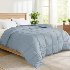 King Size Goose Feather Fiber and Down Comforter Duvet Insert All Season Hotel Luxury Bedding Comforters Soft Medium Warmth 88x104 Inches Light Grey