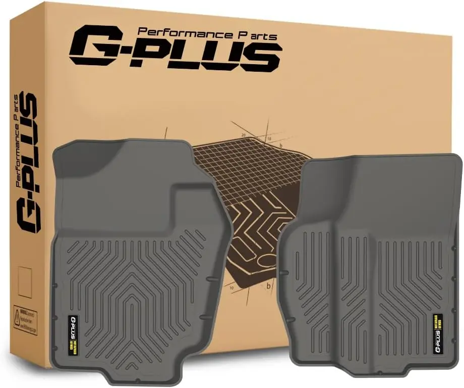 G-PLUS TPE All-Weather Pre-Cut Floor Mats for Trucks, 2PCS Gray 1st Row Truck Accessories, Vehicle-Specific Fit for Dodge Ram 1500 (1994-2001) Car Interior Accessories