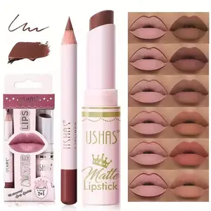 Matte Lipstick & Lip Liner Set - 2pcs, Waterproof, Long-lasting, Smooth Application, Non-Drying, Smudge-proof, Gift Set, Various Shades