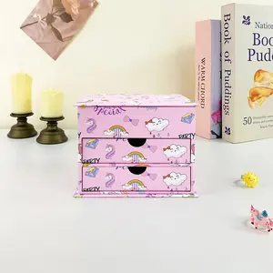 1pc  Unicorn Pattern Gift Packaging Jewelry Box, Double Drawer Jewelry Box with Lid, for Bedroom, Office Supplies Storage, Jewelry, Cosmetics, Stationery Organization, as Valentine's Day, Christmas, Thanksgiving, Birthday, Anniversary Gift Packaging