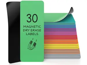 30 Pack Dry Erase Magnetic Labels – 3.1” x 1.2” Colored Writable Strips