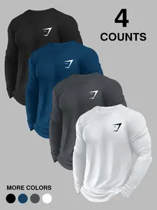 Men's Long Sleeve Athletic Fit Workout Shirt, Breathable Quick-Dry Gym Top for Training & Daily Wear