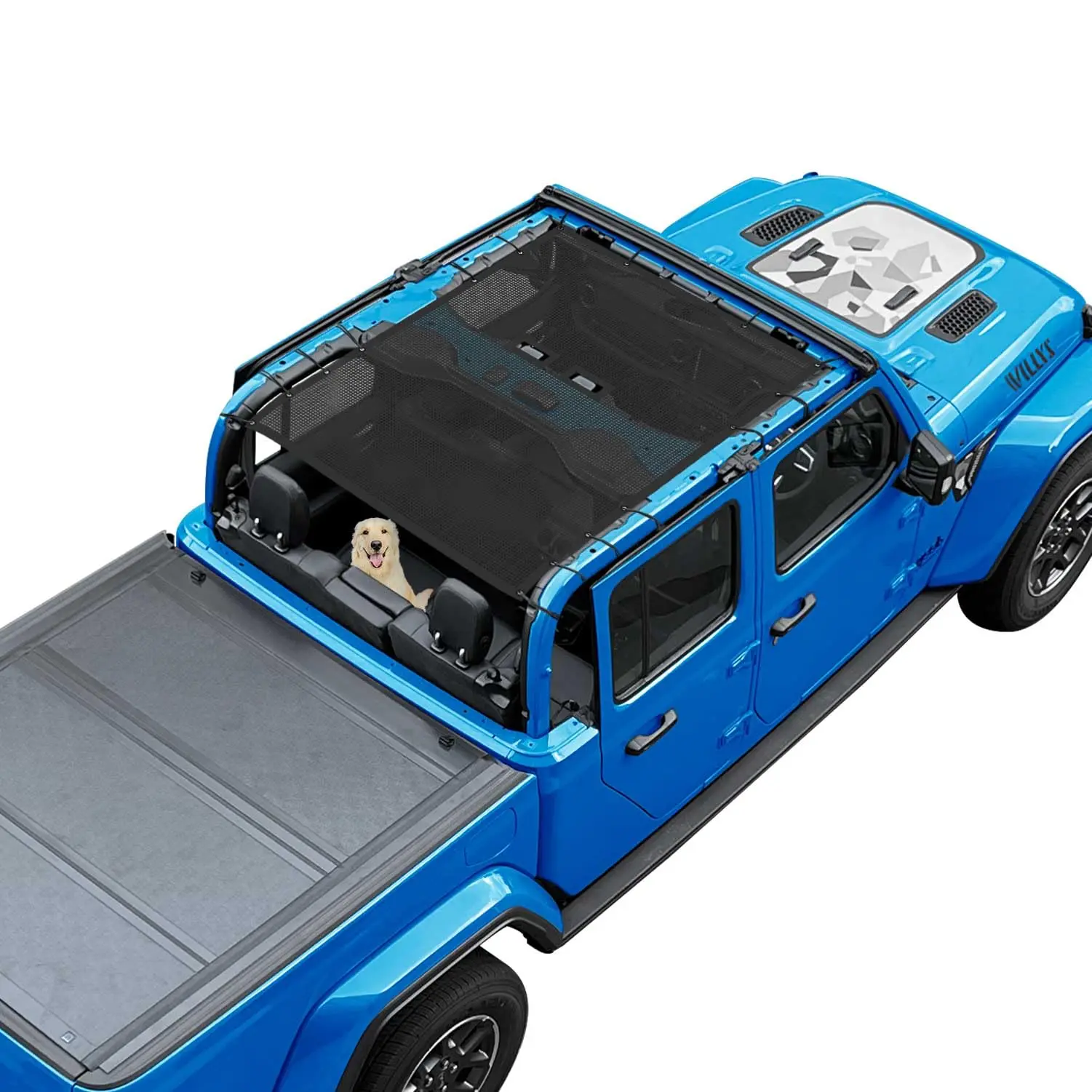 Jt Top Sun Shade Roof Compatible With Gladiator 4 Door 2018 To 2023 Sunshade Sunroof Bikini Cover Blocks Uv Wind Noise Black Mesh For Full Length