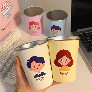 Mouthwash cup Washing cup Household 304 stainless steel tooth cylinder Simple toothbrush cup