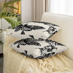 Death Moth Boho Square Cushion Covers Set of 2 Skull Decor Reversible Throw Pillow Covers Cases for Halloween Decorations Throw Pillowcases