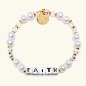 Little Words Project - Faith Pearl Bracelet – Inspirational Reminder Bracelet, Pearl Beaded Bracelet, Trackable Kindness Bracelet – Choose Your Size