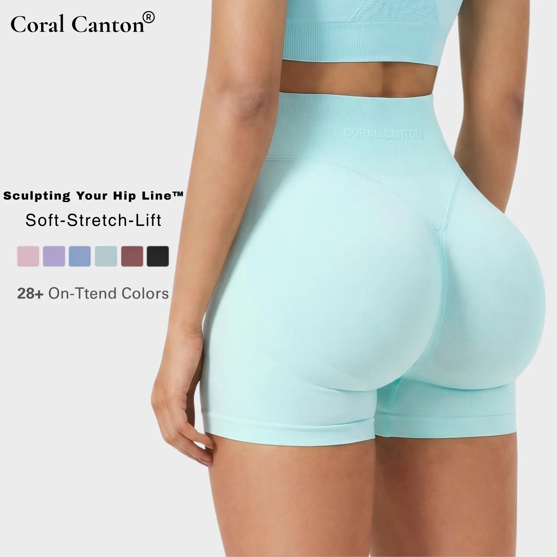 Coral Canton Sports Shorts High Waistband Butt Lifting Coral Canton Sports Shorts High Waistband Butt Lifting