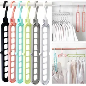 Pack of 6 Multifunctional Magic Space Saving Closet Organizers - 9 Holes Design, Ideal for College Dorm Rooms & Wardrobe Storage