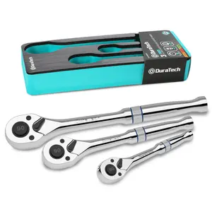 #Summervibes DURATECH Drive Ratchet, 1/4", 3/8", 1/2" 90-Tooth Quick-release Ratchet Wrench, Reversible, Cr-V Made, Full Polished, Mens Stocking Stuffers Gifts for Men Gifts for Women