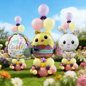 Easter Aluminum Foil Balloons Cartoon Cute Chick Rabbit Egg Column Party Decoration, Adorable Easter Decorations, Fun and Festive
