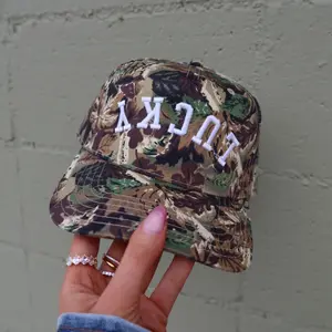 Lucky Upside Down and Backwards Camo Embroidered Vintage Trucker Hat