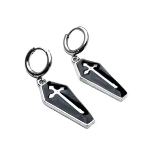Gothic Coffin Hoop Earrings Vampire Cross Emo Rock Alternative Gothic Style Earrings Punk Jewelry