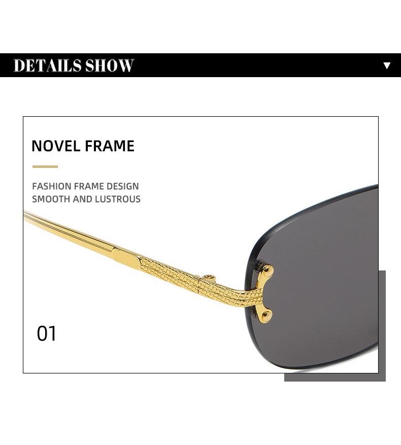 Metal frameless trimmed oval sunglasses, European and American retro fashion, high-end ins-style sunglasses