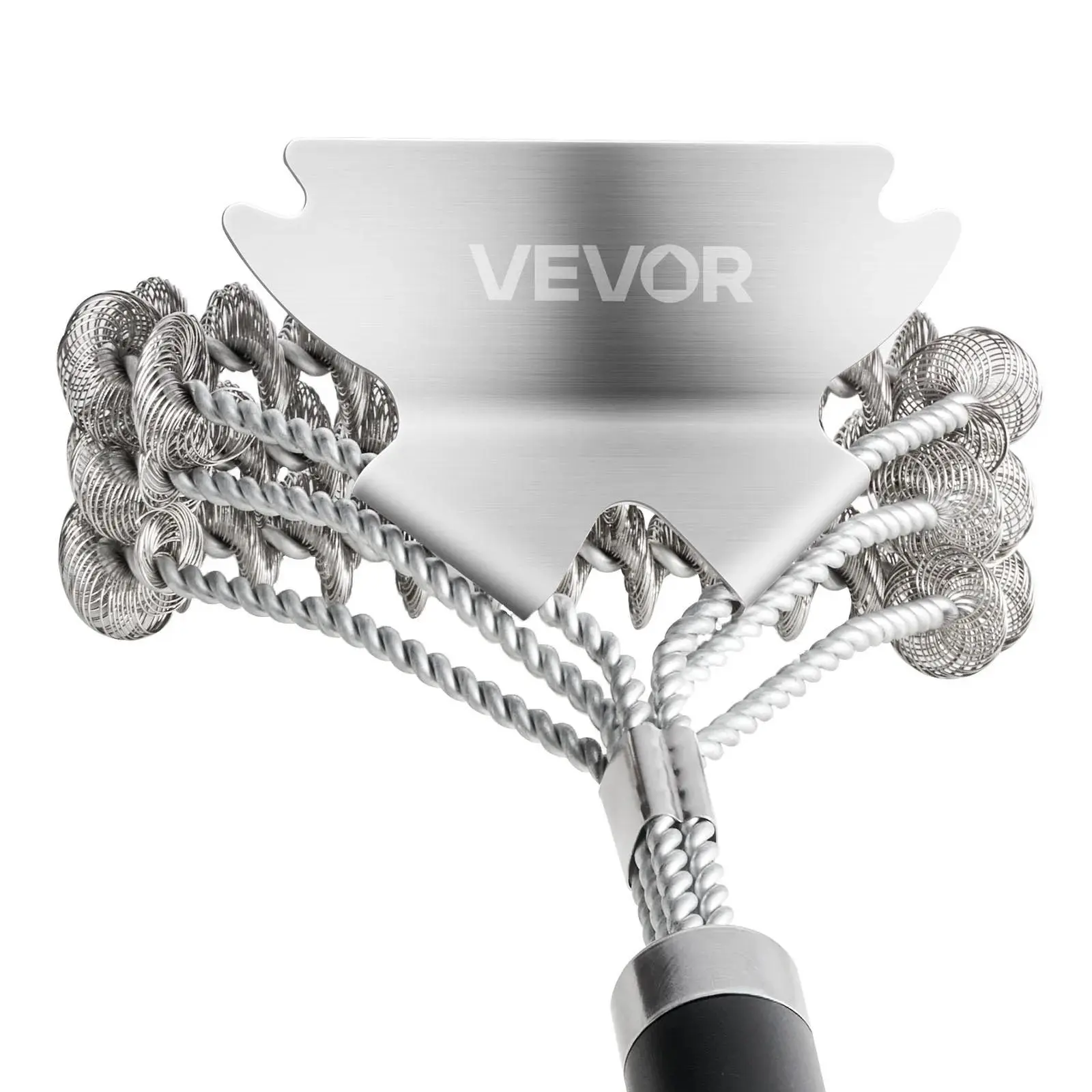 【Backtoschool】VEVOR Grill Brush and Scraper,  BBQ Brush for Outdoor Grills, Stainless Steel Woven Wire, Bristle Free Barbecue Brushes for Porcelain, Charcoal, Grate Cleaner Grill Accessories, 17 in