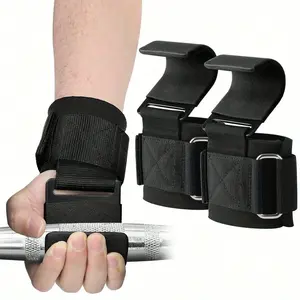 2 Pieces Black Nylon Weightlifting Straps - Adjustable Squat and Pull Ring Wrist Straps, for Barbell Training, Gymnastics and Fitness Equipment