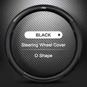 Carbon Fiber Anti-Slip Leather Steering Wheel Cover for Jeep Grand Cherokee, Wrangler Jk, Gladiator, Compass, Renegade Accessories