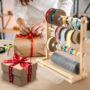 Wooden Ribbon Rack Handmade Knitting Yarn Storage Holder, Multi-Layer Desktop Organizer, Home Display Stand, Mother's Day Gift