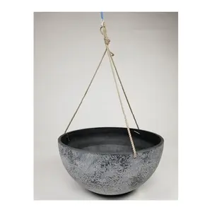 Hanging Planter Medium Round, Speckled Gray Hanging Planter Medium Round, Speckled Gray
