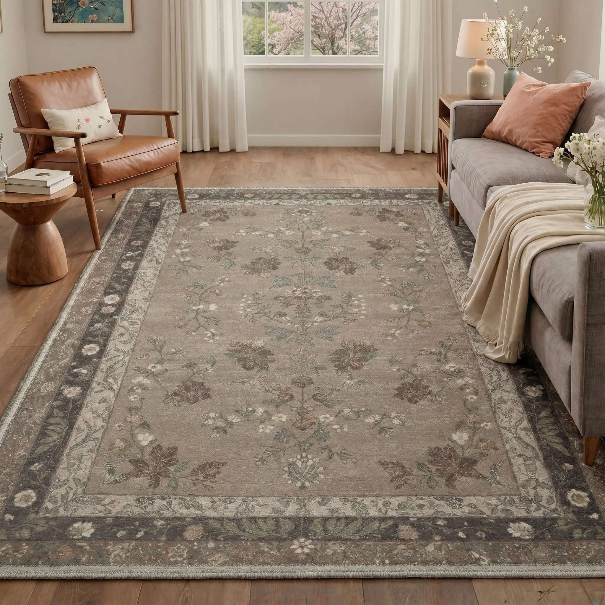 【Deals For You Days】GENIMO Area Rug – Soft, Non-Slip, Pet Friendly, Machine Washable Floor Rug, Home Carpet, Stylish Decor for Any Room ,ARF2080-OCHRE BLOOM