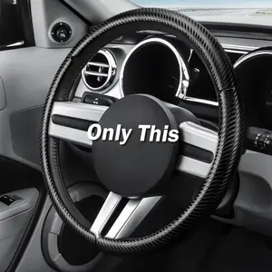 Carbon Fiber Steering Wheel Cover for Ford Mustang 2005-2023, 3 Piece Clip on Set,Carbon Fiber Wrap Anti-Slip Segmented Design,Car Steering Wheel Cover for Men Women(Matte Black