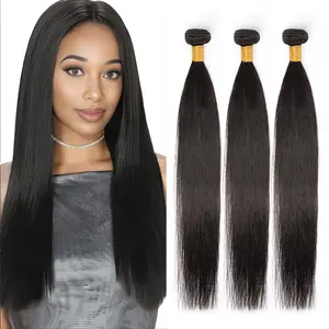 IWISH Straight Human Hair Bundles Brazilian Remy Hair Extension For Black Women 30 32 Inches Hair Weave Bundles Natural Black Color 1B 1/3 Pcs