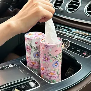 Flower Car Tissue Box Holder, Travel Tissue Dispenser for Cars & Homes, Cup Holder Accessory, Table Organizer, Tissue Storage