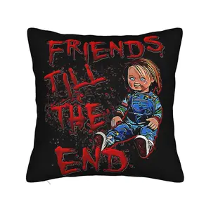 1PC Friend Till The End Chucky Doll Blood Sofa Zipper Closure Hand Washable Machine Washable Decorative Cushion Covers Without Pillow Cores