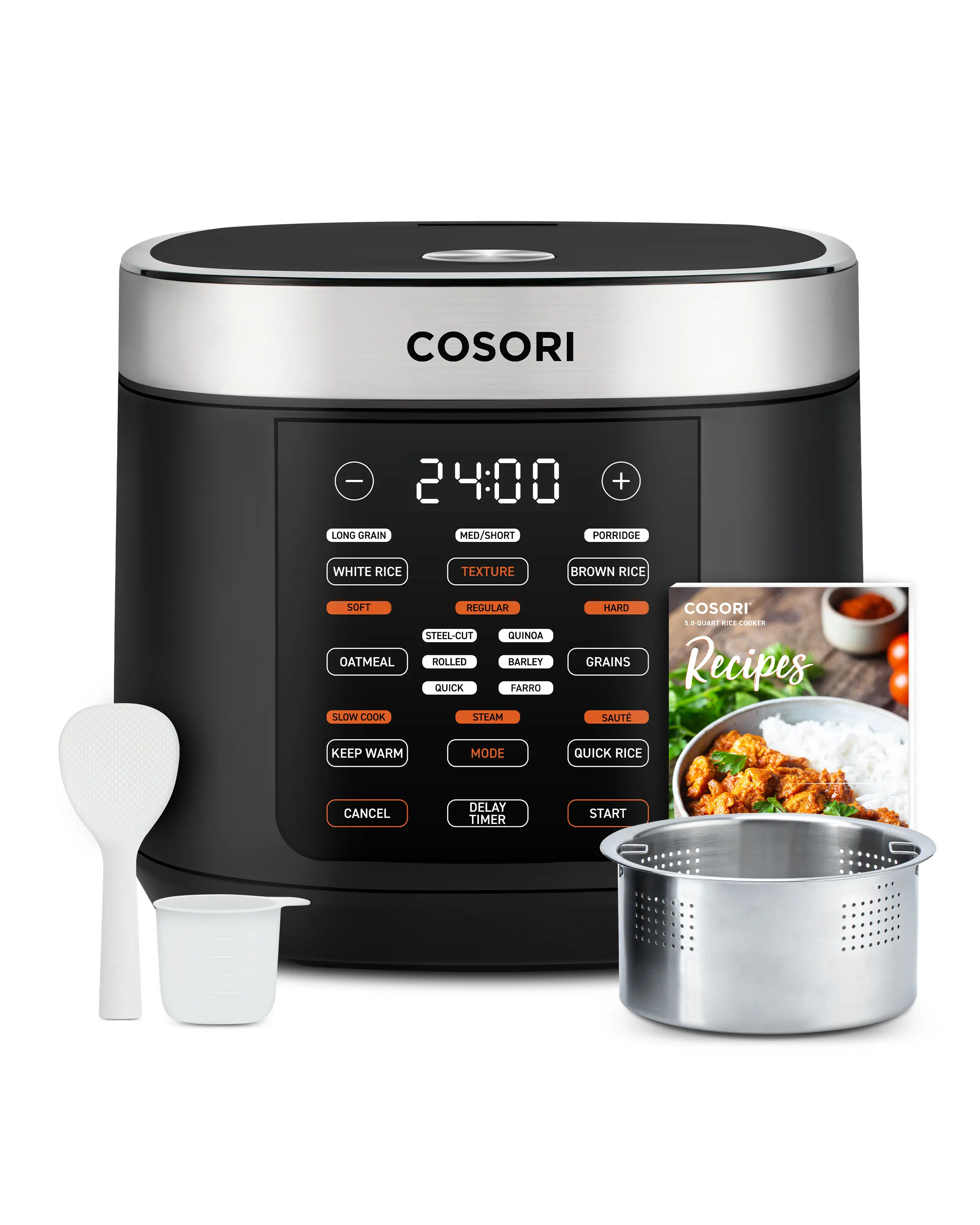 COSORI 18-in-1 Multifunction Rice Cooker - 5-Qt Electric Programmable Slow/Stainless Steel Cooker with Steam, Modern Touch UI, 24-Hour Keep Warm Ready, Fuzzy Logic, Nonstick Pot & 50 Recipes, SohoChic Kitchen Appliance