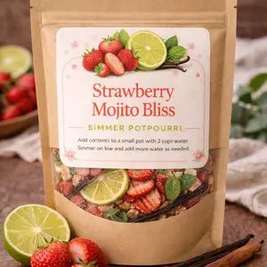 Strawberry Mojito Bliss Simmer Potpourri Natural Home Fragrance Tropical Sunset Aroma Handcrafted for Summer Vibes Housewarming Gift