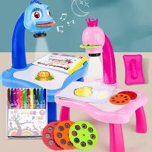 Drawing Projector, Multifunctional Writing Painting Table, Toddler Activity Table, Doodle Early Education Toy, 3 Film Slides, 24 Patterns, Requires Batteries, Creative Projection