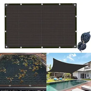 "Pool Cover Black Plastic - Block Leaves, Dirt & UV Rays! Heavy Duty Rectangle Mesh for Inground/Above Ground Pools