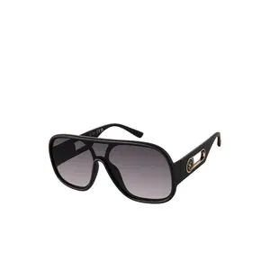 Modern Shield Aviator Sunglasses in Matte Black